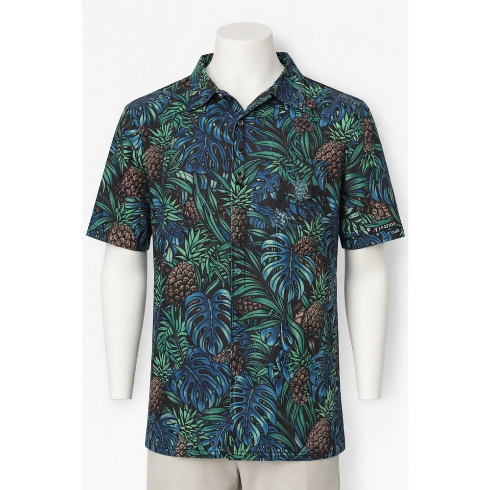 Tattoo Golf Aloha Polo Mens‎ L Tropical Pineapple Skull Golf Hawaiian Resort